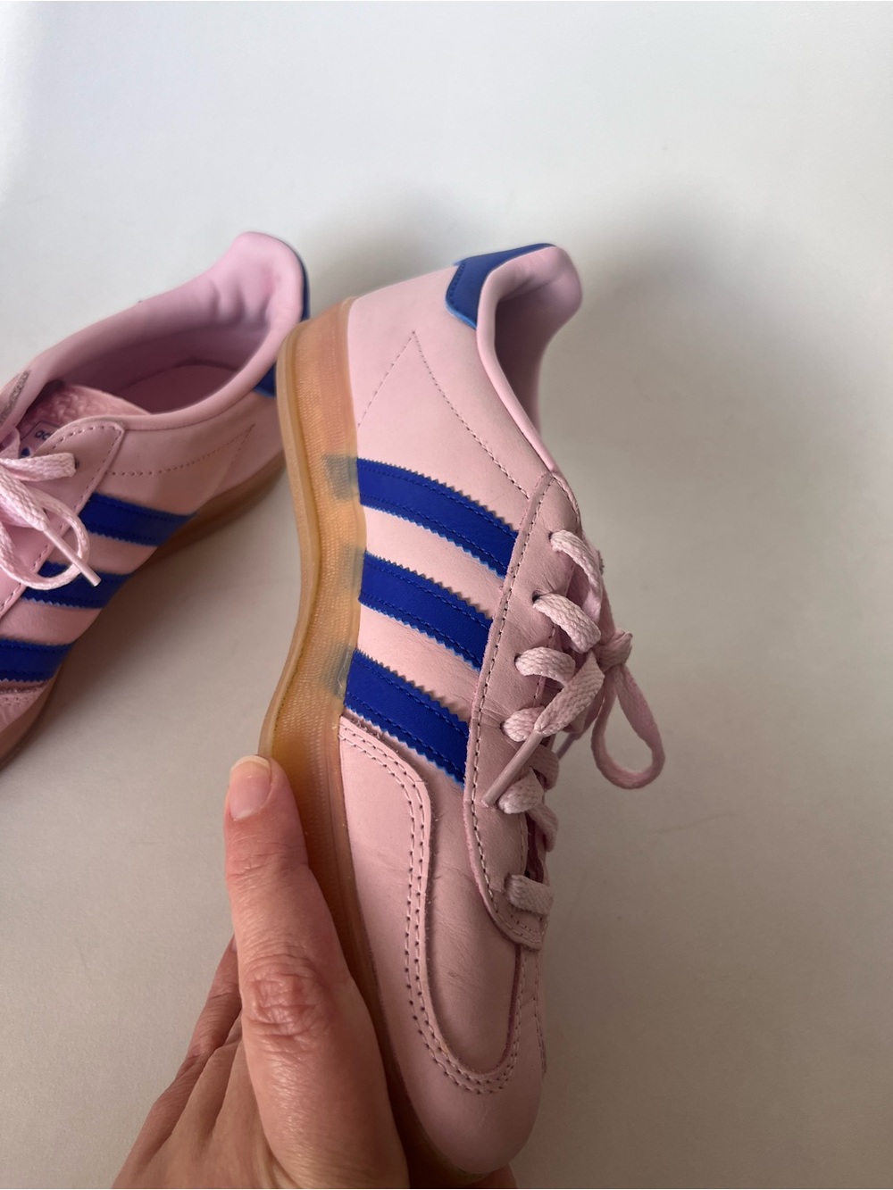 Adidas Originals Gazelle Indoor Sneaker Clear Pink Lucid Blue Size 6 - Picture 8 of 11